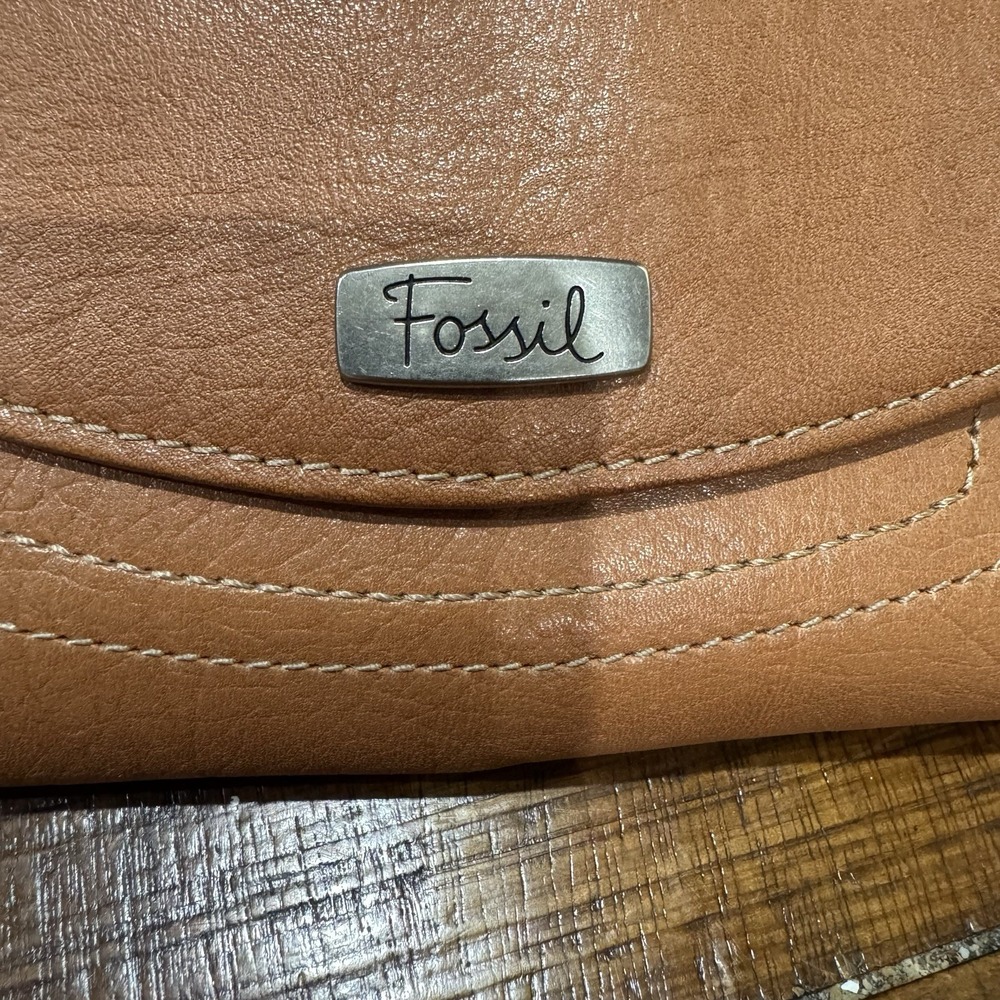 Fossil Hanover Leather Wallet Trifold Brown Cards Coins Money Snap Zipper‎ - Picture 5 of 16